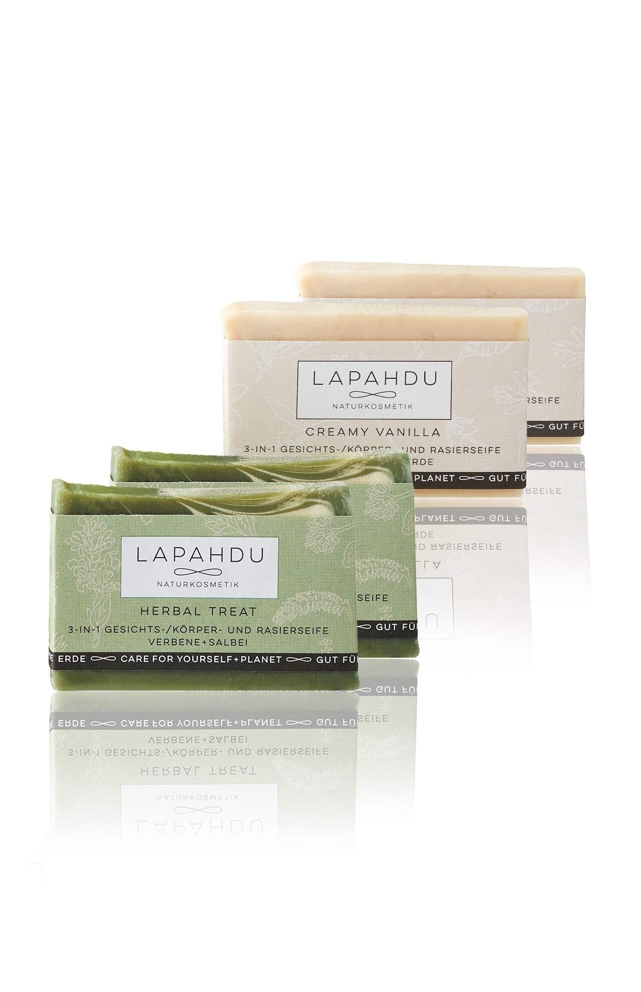 Set of 4 small organic soaps: Creamy...