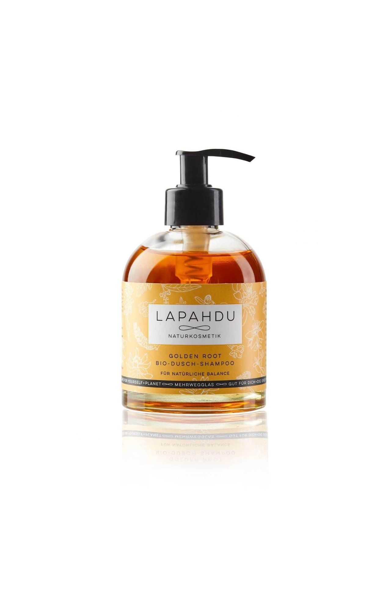 Lapahdu Naturkosmetik Rosenwurz/Golden Root Bio Dusch Shampoo 250 ml Pfand Glasflasche